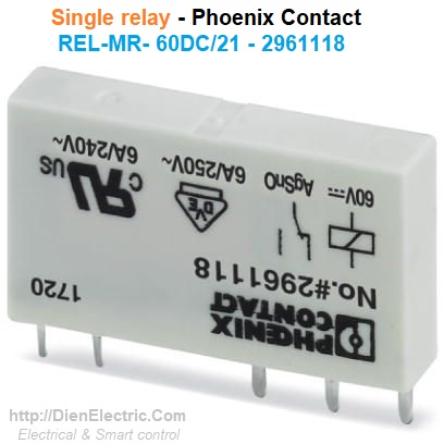 Relay 60vDC 21 - Phoenix Contact - Single relay - REL-MR- 60DC/21 - 2961118